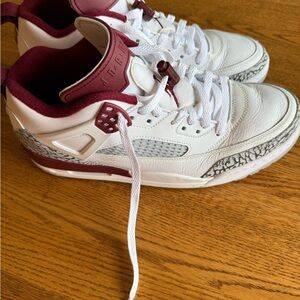 Jordan White and Red Athletic Shoes Classic Design